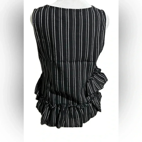 Fanco black and white assymetrical ruffle tank blouse small - Picture 5 of 9
